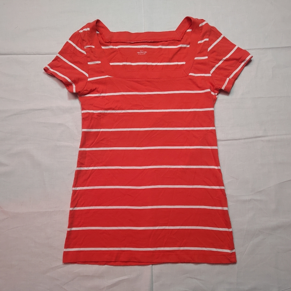 Workshop Andrea Jovine Shirt Women's Small Orange Top Short Sleeve Square Neck